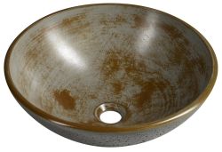 FORMIGO umywalka betonowa, średnica 41 cm, szara plamista