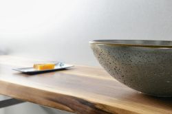 FORMIGO umywalka betonowa, średnica 41 cm, szara plamista