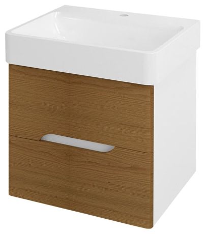 Przejdź do produktu MEDIENA szafka umywalkowa 56x51x48,5cm, biały mat/dąb natural