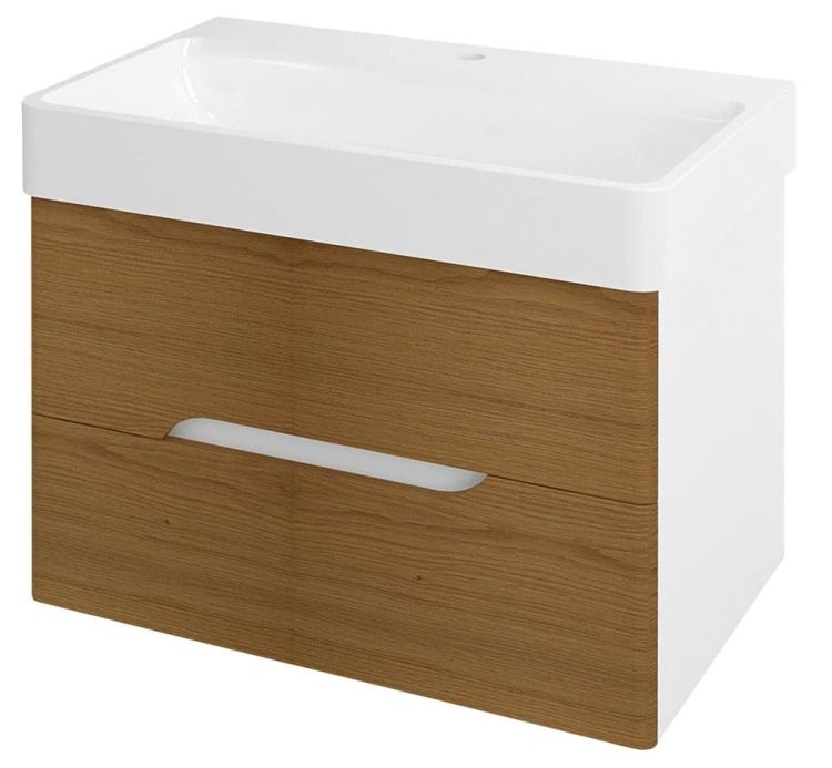 MEDIENA szafka umywalkowa 77x50,5x49cm, kolor biały matowy/dąb natural