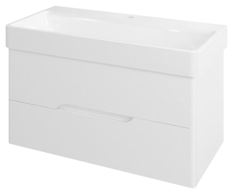 MEDIENA szafka umywalkowa 96,5x50,5x48,5cm, kolor biały matowy/biały matowy
