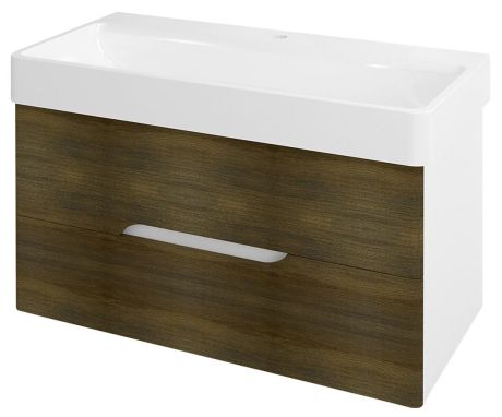 Przejdź do produktu MEDIENA szafka umywalkowa 96x51x48,5cm, biały mat/dąb graphite