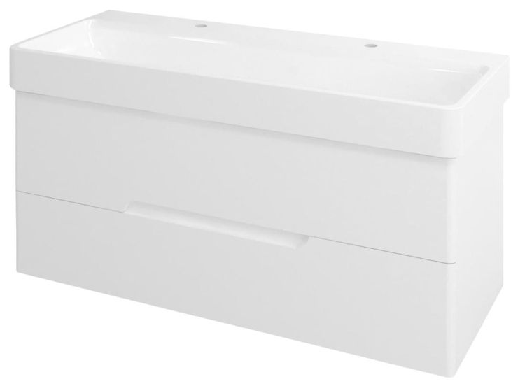 MEDIENA szafka umywalkowa 117x50,5x48,5cm, kolor biały matowy/biały matowy