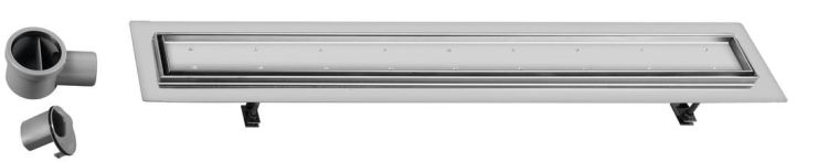 FLOW 87 nierdzewny odpływ liniowy z rusztem wypełnianym płytką 870x150x82 mm