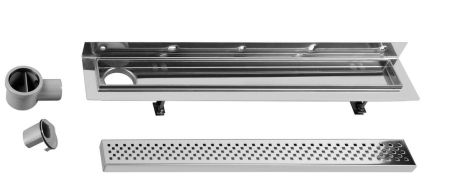 Przejdź do produktu CORNER 77 nierdzewny odpływ liniowy przyścienny z rusztem 770x130x82 mm