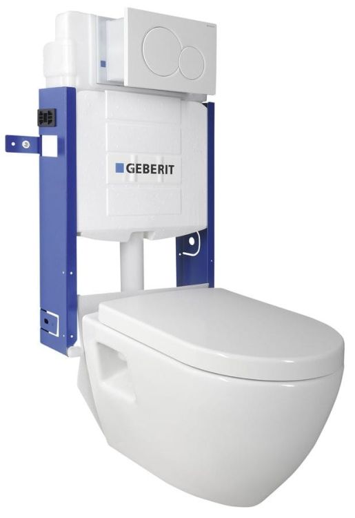 WC zestaw promocyjny (WC NERA + zbiornik GEBERIT do muru + przycisk + deska)