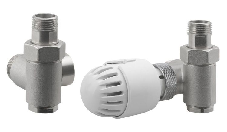 ECO COMBI zwestaw przyłączeniowy termostatyczny PRAWY, nikiel/biały