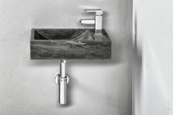 BLOK umywalka kamienna 40x10x22 cm, otwór po prawej stronie, czarny Anthrazit