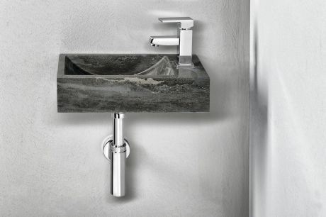 Przejdź do produktu BLOK umywalka kamienna 40x22cm, bateria z prawej strony, antracyt