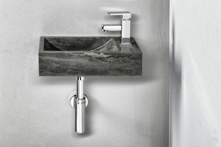 BLOK umywalka kamienna 40x10x22 cm, otwór po prawej stronie, czarny Anthrazit