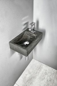 BLOK umywalka kamienna 40x10x22 cm, otwór po prawej stronie, czarny Anthrazit
