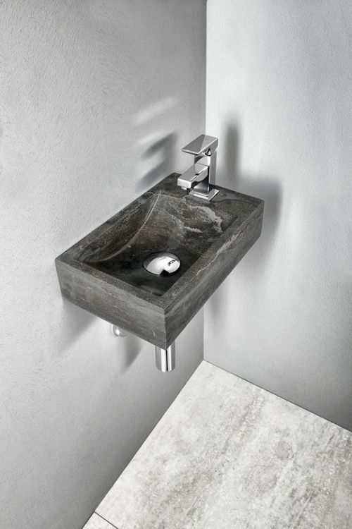 BLOK umywalka kamienna 40x10x22 cm, otwór po prawej stronie, czarny Anthrazit