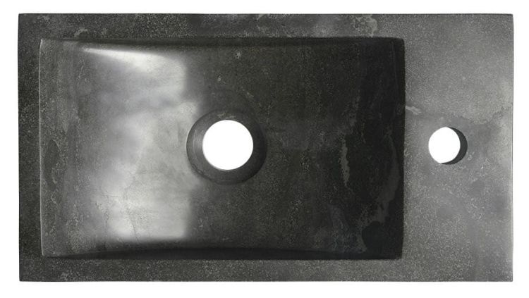 BLOK umywalka kamienna 40x10x22 cm, otwór po prawej stronie, czarny Anthrazit