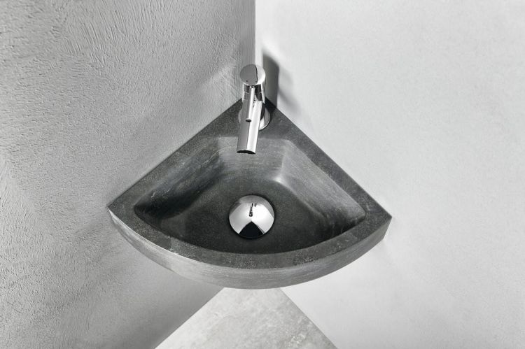 BLOK rog. umywalka kamienna 30x10x30 cm, czarny Anthrazit