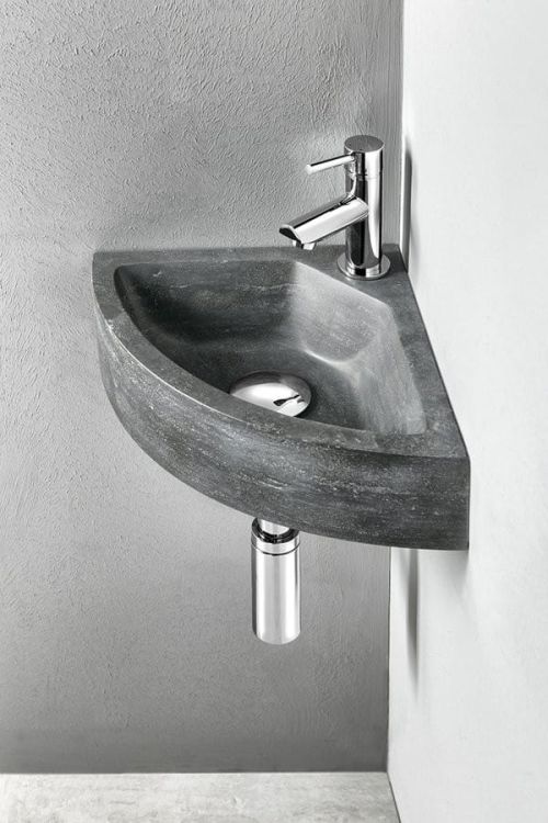 BLOK rog. umywalka kamienna 30x10x30 cm, czarny Anthrazit