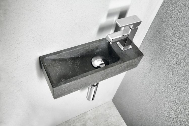 BLOK umywalka kamienna 38x8x14 cm, czarny Anthrazit