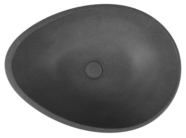 PUNC umywalka betonowa, z korkiem, 53x39 cm, czarny granit