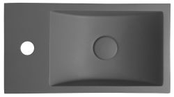 CREST L umywalka betonowa, z korkiem, 40x22 cm, antracyt