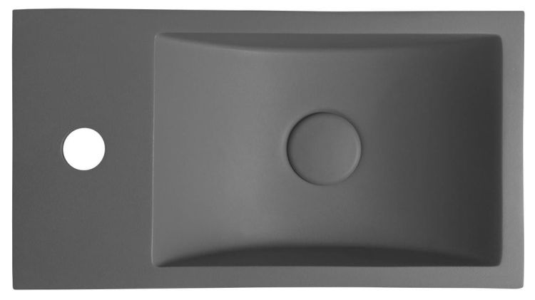 CREST L umywalka betonowa, z korkiem, 40x22 cm, antracyt