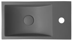 CREST R umywalka betonowa, z korkiem, 40x22 cm, antracyt