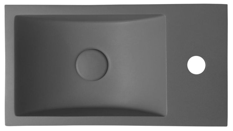 CREST R umywalka betonowa, z korkiem, 40x22 cm, antracyt