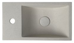 CREST L umywalka betonowa, z korkiem, 40x22 cm, biały piaskowiec