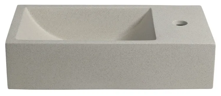 CREST R umywalka betonowa, z korkiem, 40x22 cm, biały piaskowiec
