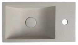 CREST R umywalka betonowa, z korkiem, 40x22 cm, biały piaskowiec