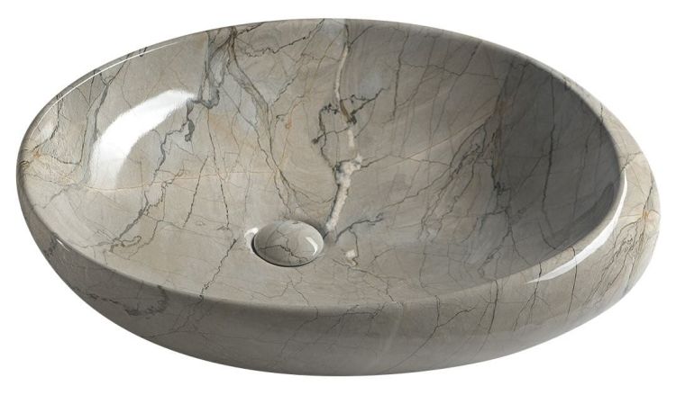 DALMA umywalka ceramiczna 68x44x16,5 cm, grigio