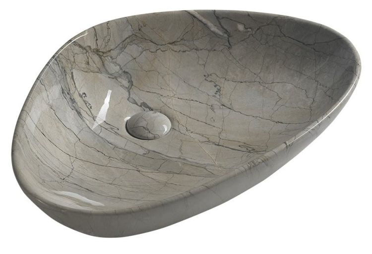 DALMA umywalka ceramiczna 58,5x39x14 cm, grigio