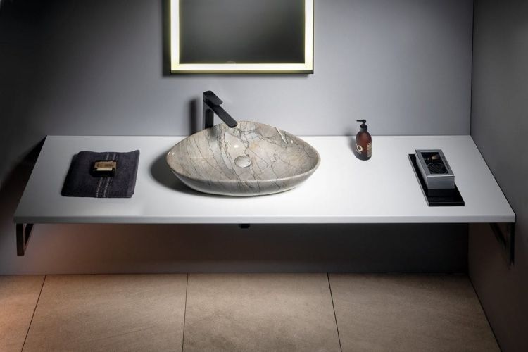 DALMA umywalka ceramiczna 58,5x39x14 cm, grigio