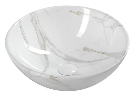 Przejdź do produktu DALMA umywalka ceramiczna nablatowa, średnica 42cm, carrara