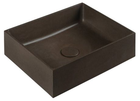 Przejdź do produktu FORMIGO umywalka betonowa nablatowa z odpływem, 47,5x36,5cm, ciemny brąz