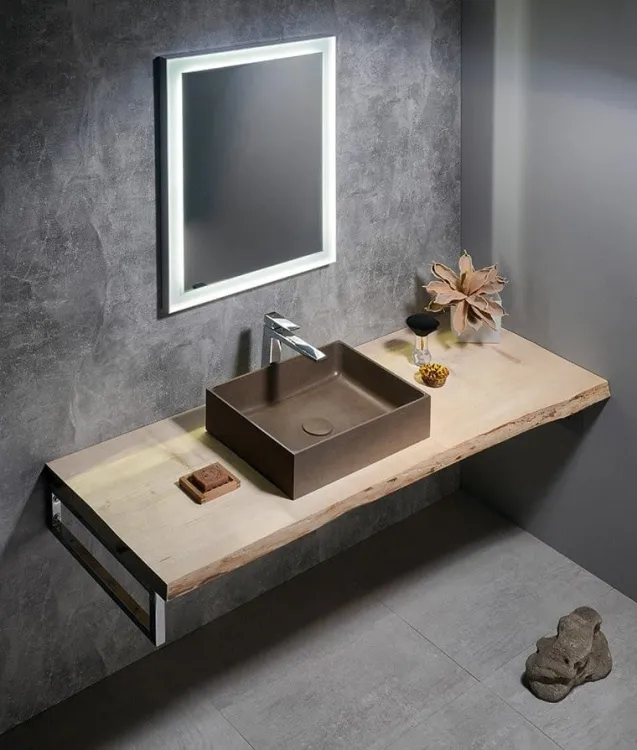 FORMIGO umywalka betonowa, 47,5x13x36,5 cm, ciemny brąz