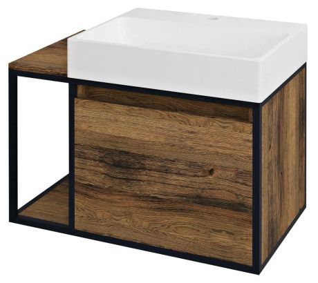 Przejdź do produktu SKARA szafka pod umywalkę 80x49,5x46,5cm, czarny mat/dąb Collingwood