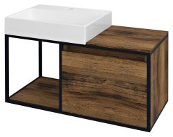 SKARA szafka umywalkowa 100x49,5x46,5cm, czarny mat/dąb Collingwood
