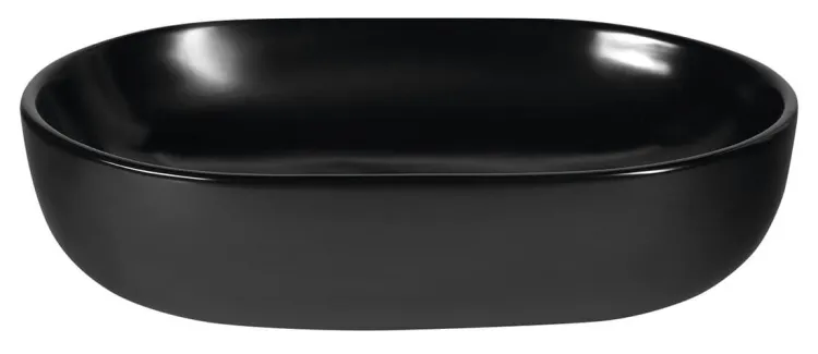 CALEO umywalka ceramiczna nablatowa, średnica 60x42x14 cm, czarny matowy