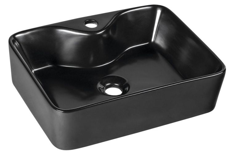 BALENA umywalka ceramiczna nablatowa, średnica 48x13,5x37 cm, czarny mat