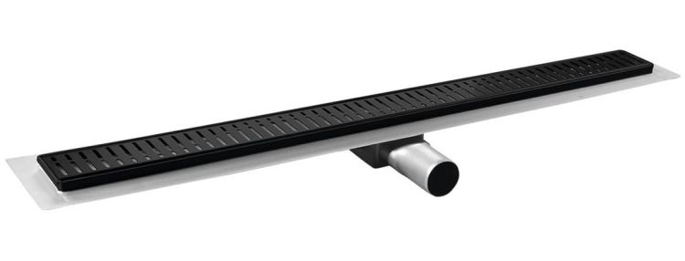 MANUS BLACK nierdzewny odpływ liniowy z rusztem ONDA, 1250x130x55 mm