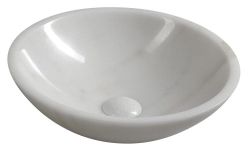 BLOK umywalka kamienna, średnica 40cm, biały marmur polerowany