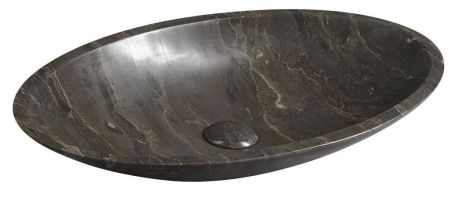 Przejdź do produktu BLOK umywalka kamienna 60x11x35 cm, ciemny kamień, mat