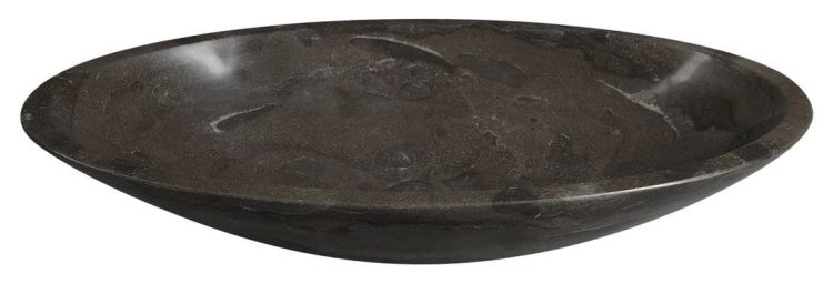 BLOK umywalka kamienna owal 60x11x35 cm, ciemny kamień matowy