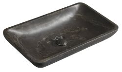 BLOK umywalka kamienna prostokąt 60x11x35 cm, ciemny kamień matowy