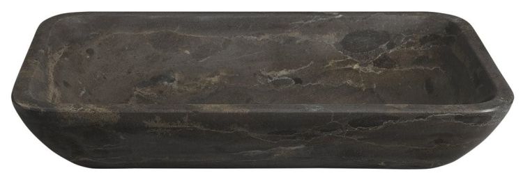 BLOK umywalka kamienna prostokąt 60x11x35 cm, ciemny kamień matowy