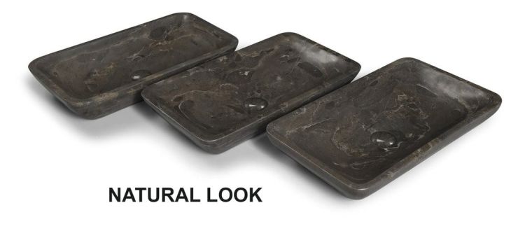 BLOK umywalka kamienna prostokąt 60x11x35 cm, ciemny kamień matowy