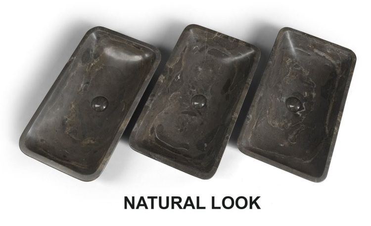 BLOK umywalka kamienna prostokąt 60x11x35 cm, ciemny kamień matowy