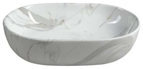Przejdź do produktu DALMA umywalka ceramiczna nablatowa, 59x42cm, carrara