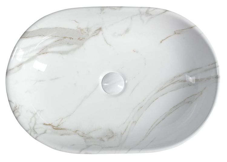 DALMA umywalka ceramiczna 59x42x14 cm, carrara