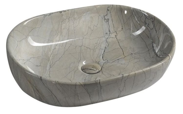 DALMA umywalka ceramiczna 59x42x14 cm, grigio