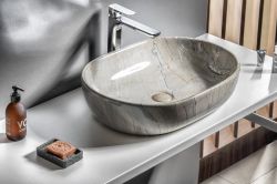 DALMA umywalka ceramiczna 59x42x14 cm, grigio